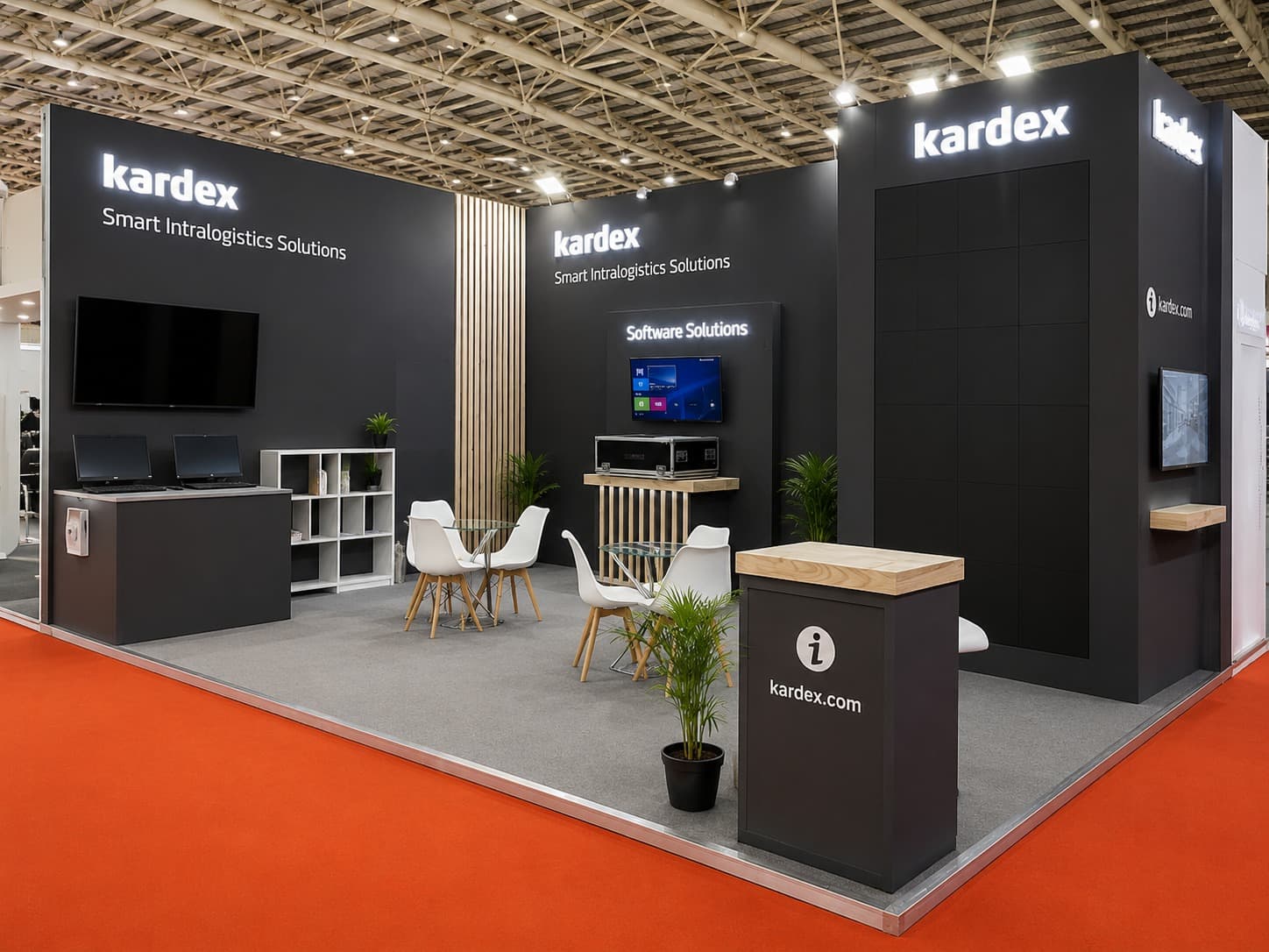 Kardex exhibition stand — integrated software and technology displays